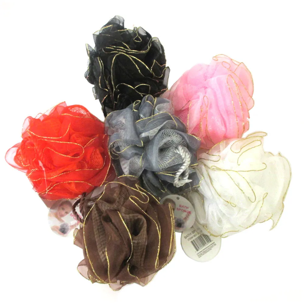 6 Pc Bath Sponge Shower Nylon Mesh Scrubbers Exfoliating Body Massage Scrub Spa