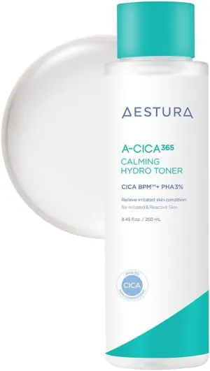 AESTURA A-CICA365 Calming Hydro Toner, Daily Soothing Toner for Sensitive Skin, CICA BPM Complex, PHA 3%, Dead Skin Cell Care, Dermatologist Tested, Korean Skin Care, 8.56 Fl Oz.