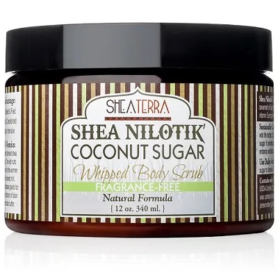 Body Scrub - Coconut Sugar Whipped -Shea Nilotik' FRAGRANCE FREE - SheaTerra Organics