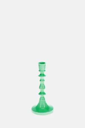 Enamel Candlestick 19cm Green