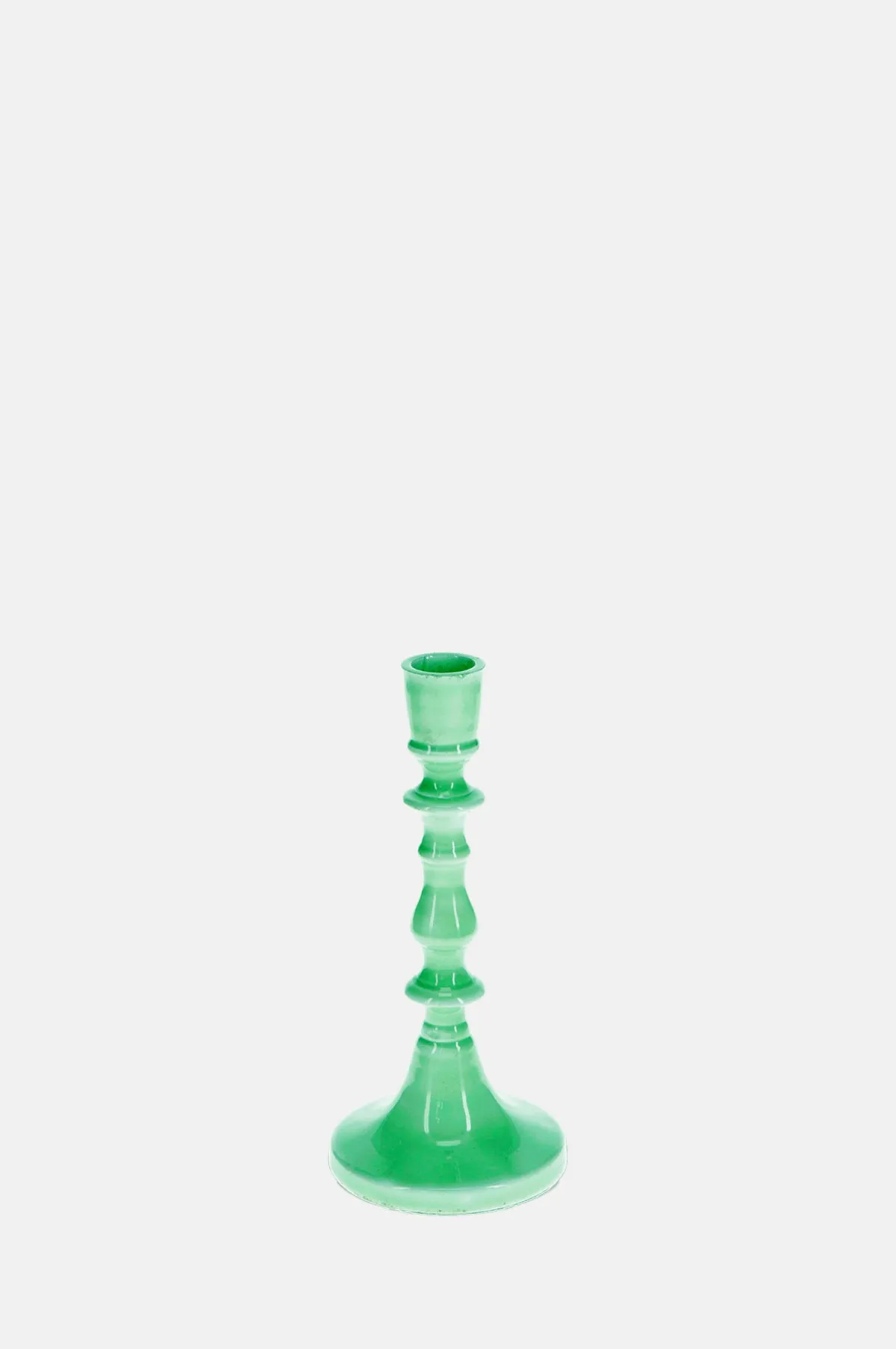 Enamel Candlestick 19cm Green