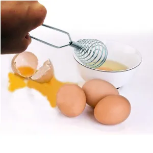 French Whisk Egg Beater Chrome Steel Coil Wire Whip Chef Hand Handle New Cook