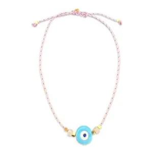 Greek eye rope necklace pink