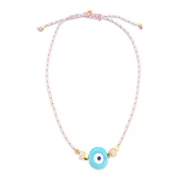 Greek eye rope necklace pink