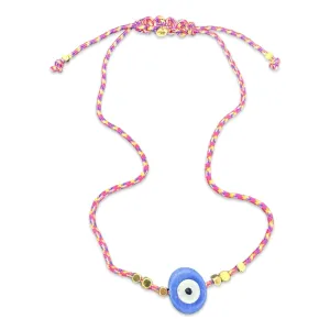 Greek rope eye necklace fuxia