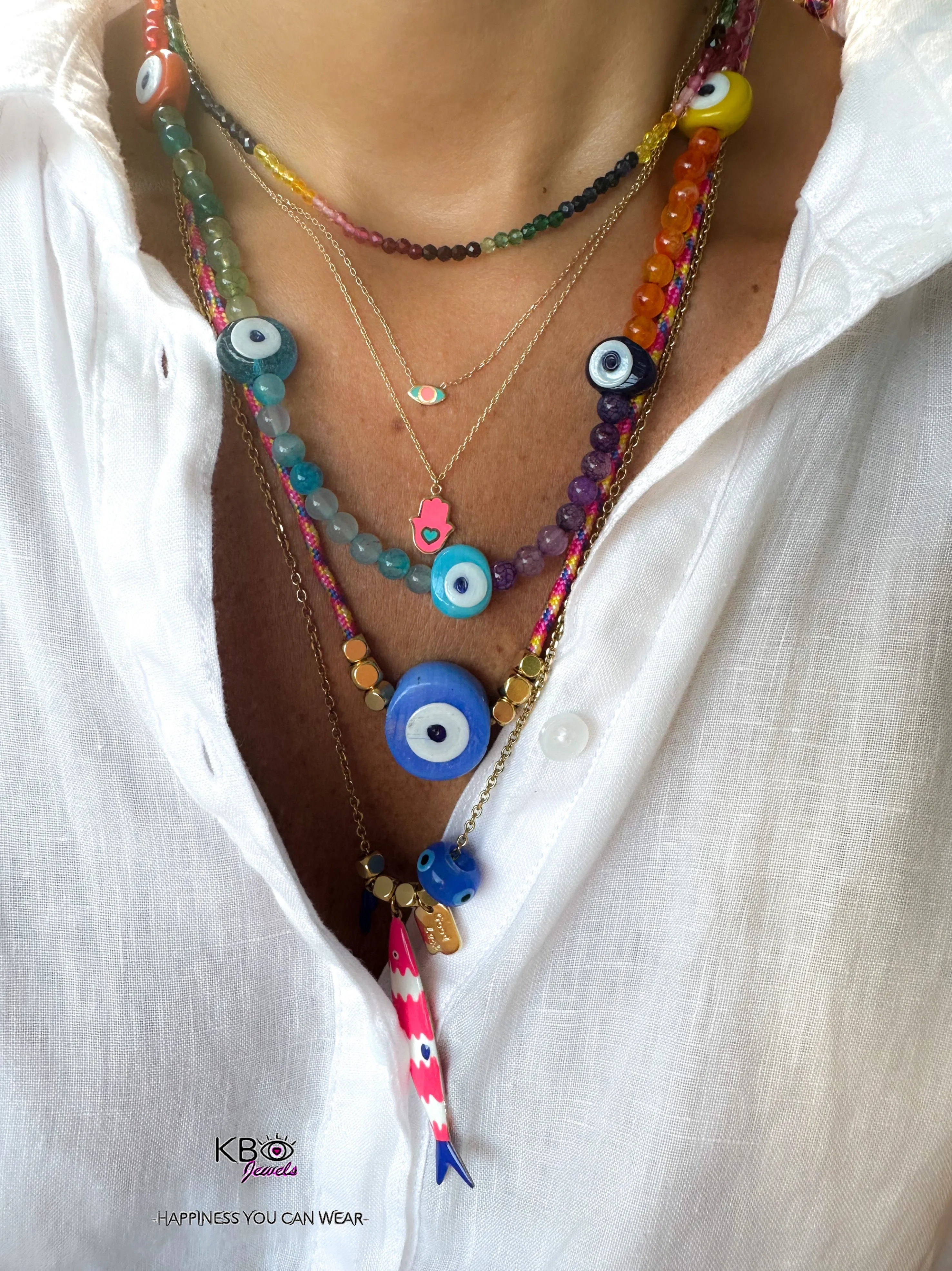 Greek rope eye necklace fuxia