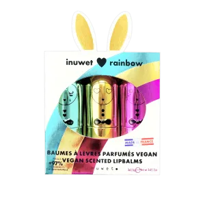 INUWET Bunny Lip Balm Metallic Rainbow Trio Gift Set - Cupcake/Cheesecake/Milkshake