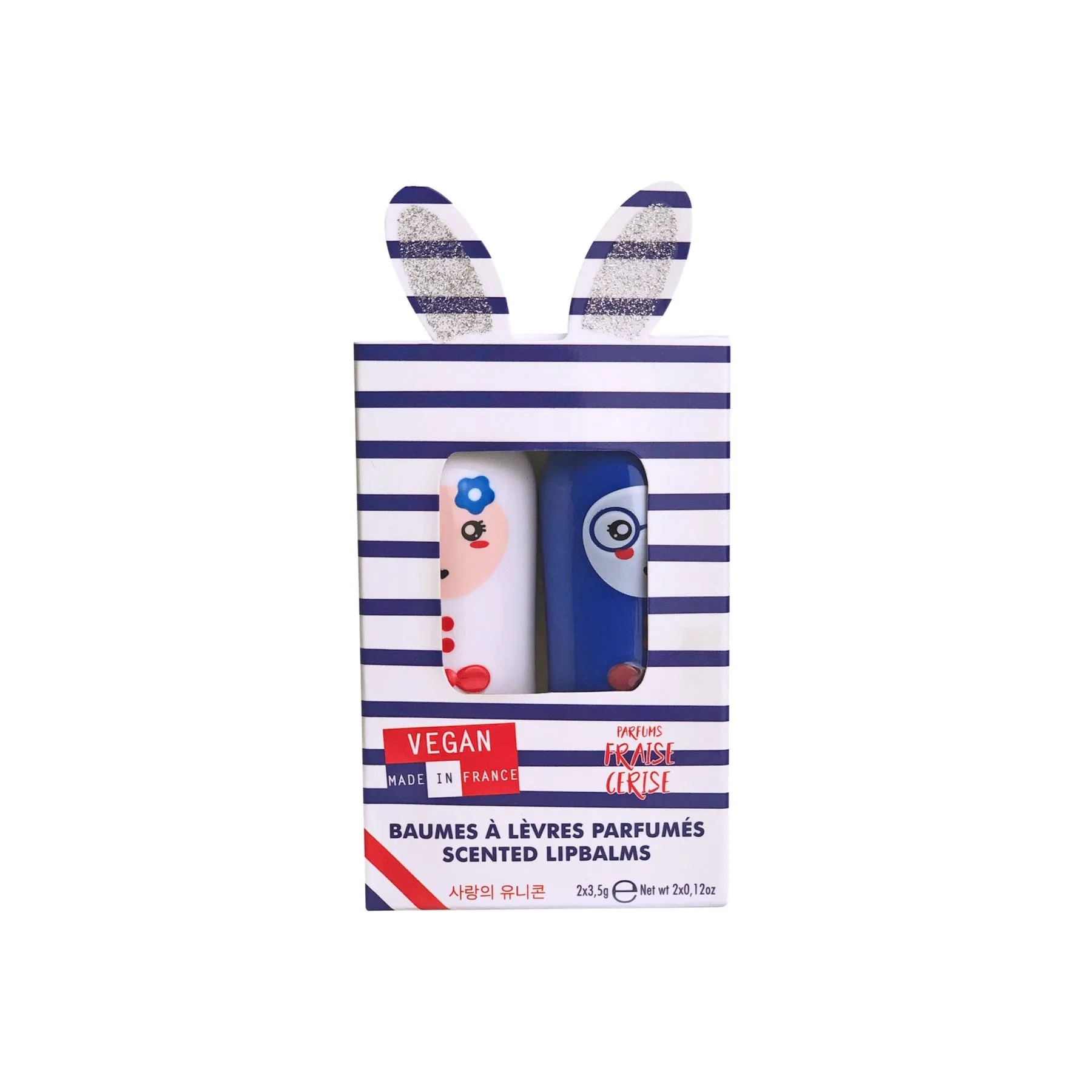 INUWET Bunny Lip Balm Paris Duo Gift Set - Strawberry & Cherry