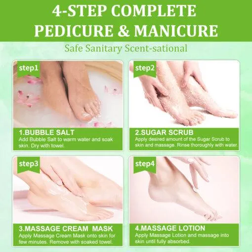 NBC Pedicure Spa Foot Care In A Box 4 Step Set - Cucumber Scent (Clearance)