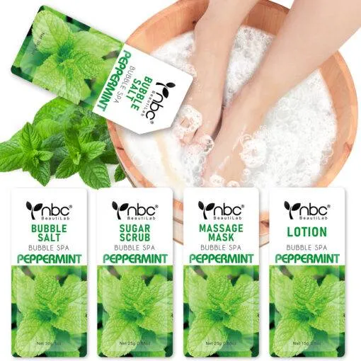 NBC Pedicure Spa Foot Care In A Box 4 Step Set - Peppermint Scent (Clearance)