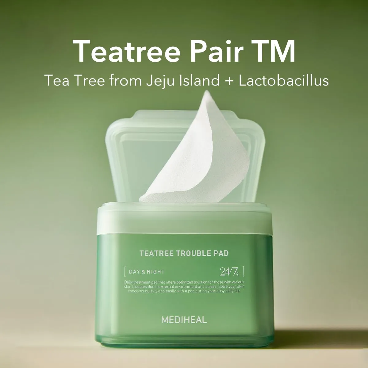 (Only Refill) Mediheal Teatree Trouble Pad (100 Pads) - Cotton Facial Toner Pads for Calm Sensitive & Acne Prone Skin - Vegan Gauze Pad